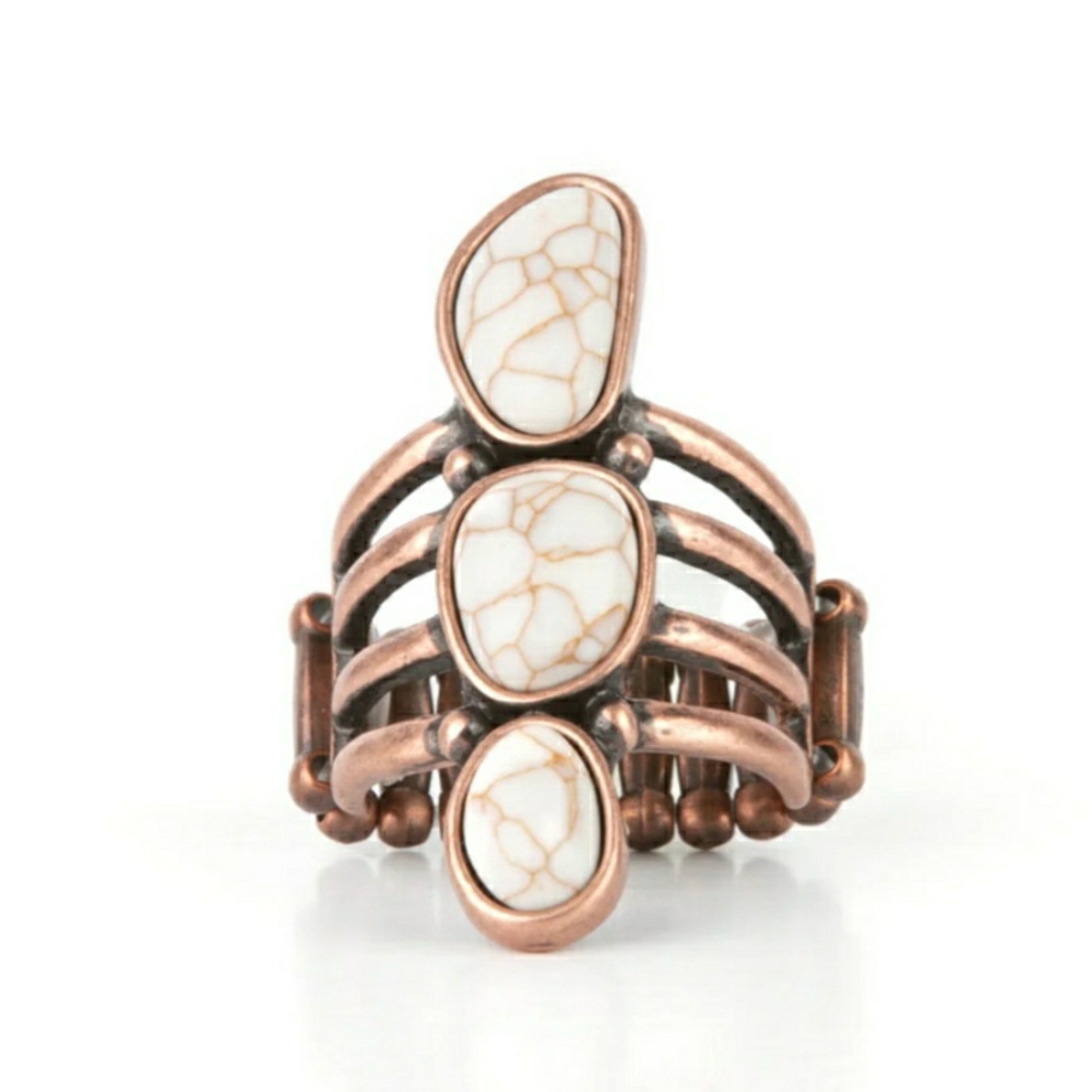 Elegant Copper and White Stone Ring